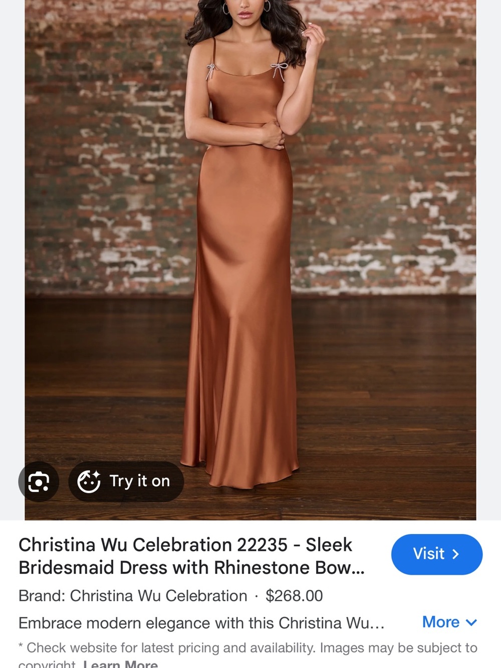 Chocolate Satin Slip Gown Bridesmaid
